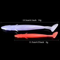 Leurre souple bionique ailé en TPE phosphorescent avec queue en T, 15,5 cm, appât artificiel réaliste, 3 pièces, pour la pêche en mer et en eau salée