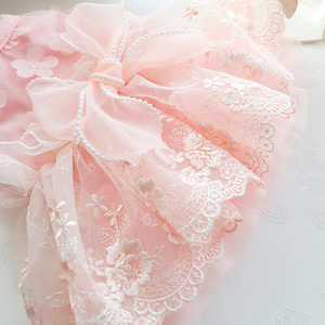 Robe pour chien rose à fleurs avec jupe tutu et nœud pour petits animaux de compagnie, en polyester, toutes saisons - Product Image 3