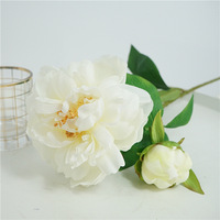 Bunga Peony Sutra Berkualitas Tinggi, Bunga Peony Kuning Besar Buatan untuk Dekorasi Acara di Rumah