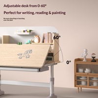 Ensemble de chaise et bureau d'étude en bois massif, style minimaliste moderne, réglable en hauteur, ergonomique, corrigeant la posture