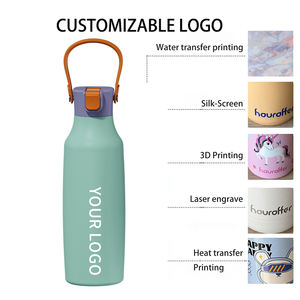 Bouteille d'eau de sport isotherme portable en acier inoxydable 304 étanche Houroffer avec couvercle à paille en silicone escamotable - Product Image 4