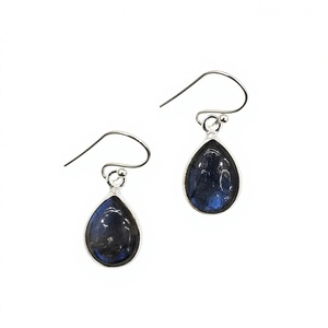Pendientes Étnicos de Labradorita en Forma de Lágrima para Mujer, Plata de Ley 925 de Alta Calidad, Gema Azul Fuego, Joyería Colgante - Product Image 1