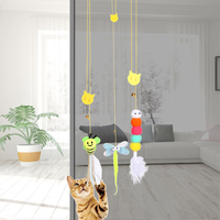 Jouet suspendu pour chat, résistant aux morsures, baguette interactive avec herbe à chat et plumes, pour chatons, pour le jeu autonome, fournitures pour animaux de compagnie