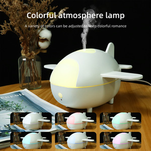 Wood Grain Airplane Humidifier USB Powered 2-8H <b>Timer</b> 7 Color <b>Lights</b> <b>For</b> Home Office Hotel - Product Image 2