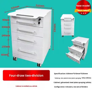 Modern Tasarım 5 Çekmeceli Hareketli Paslanmaz Çelik Dayanıklı Diş Hekimliği Dolabı, Hastane Laboratuvarı ve Atölye Kullanımı için Anahtarlı Kilitli - Product Image 4