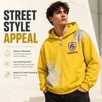 Sweat-shirt à capuche zippé personnalisé avec logo brodé du fabricant, impression à paillettes de haute qualité, coupe décontractée, streetwear pour hommes