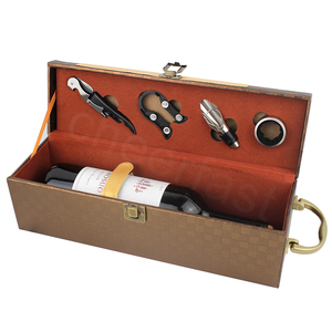 <span class=keywords><strong>Meilleur</strong></span> cadeau d'affaires Portable en cuir Pu boîte à bouteille de vin unique coffret cadeau boîte à vin de bonne qualité avec 4 Kit d'<span class=keywords><strong>outils</strong></span> pour le vin - Product Image 3