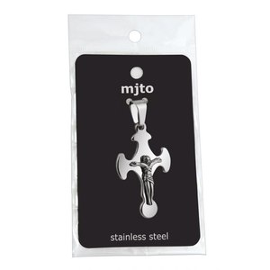 Ciondolo a Croce in Acciaio di Media Durezza 27x44mm, Charm per Gioielli Raffinati - Product Image 2