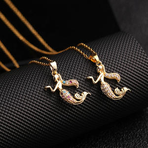 ขายส่งร้อนขายทองเหลืองชุบทองจี้สัตว์ทะเลสวยนางเงือกสร้อยคอเครื่องประดับสำหรับผู้หญิง<span class=keywords><strong>2023</strong></span> - Product Image 2