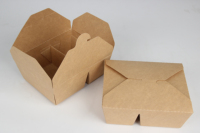 Boîte d'emballage alimentaire à lunch jetable à 2 compartiments en papier kraft brun avec impression de logo personnalisé