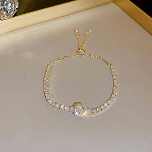 Real Gold Electroplated Zircon Four-Leaf Grass Bracelet <strong>Korean</strong> Style High-End Luxury Ins Fashion Chain Link <strong>Charm</strong> Bracelets - Product Image 6