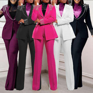 K3332 - Elegante Traje <span class=keywords><strong>Formal</strong></span> de Perlas para <span class=keywords><strong>Mujer</strong></span>, <span class=keywords><strong>Conjunto</strong></span> de Dos Piezas de Alta Calidad con Blazer y Pantalón, <span class=keywords><strong>Conjunto</strong></span> de Blazer Modesto para <span class=keywords><strong>Mujer</strong></span> - Product Image 1