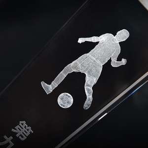 Botas de fútbol de cristal con impresión UV grabado gratis, trofeo de fútbol dorado con el Premio del mejor tirador personalizado