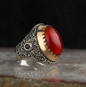 <span class=keywords><strong>SC</strong></span> nouveauté Vintage bagues mode or pierre de lune anneaux rétro Mature couleur pierres précieuses anneaux pour hommes - Product Image 3