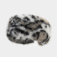 Bandeau léopard tendance automne-hiver, double couche, chaud, en peluche, avec cache-oreilles larges, 55-58 cm