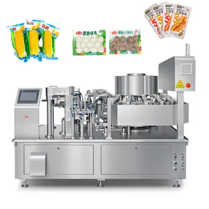 Automatic Frozen Food Premade Bag Packing Machine Frozen Chicken Meat Bar Fish Ball Corn Food Vacuum Packaging Machine