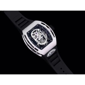Limited Edition Custom 052 Ice-Polished Silver Tourbillon <b>Skeleton</b> Sapphire Crystal Men's <b>Automatic</b> Carbon Fiber Rubber - Product Image 4