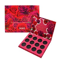 Boîte d'emballage pour palette de fards à paupières rouges, personnalisation sur mesure, motif rose, impression UV, emballage cosmétique, échantillons en petites séries