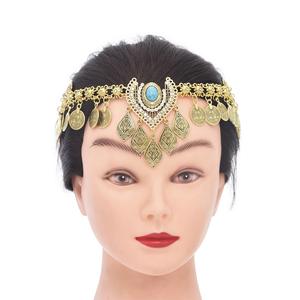 सोयी विंटेज मिश्र धातु टासेल नेकलेस हेडवियर जिप्सी महिला सामान महिला सिक्का माथे श्रृंखला बाल - Product Image 2