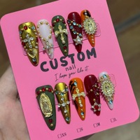 Faux ongles à presser légers, faits main, réutilisables, haut de gamme, en ABS, couvrance totale, motif étoile gothique baroque vintage