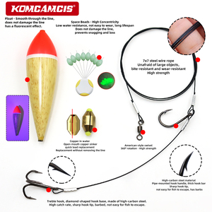 <span class=keywords><strong>Flotteur</strong></span> de pêche OEM en bois avec perle phosphorescente et accessoire d'hameçon pour thon, pour la pêche au bar, à la truite, au brochet et à la carpe - Product Image 4