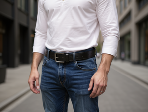 Cintura in Pelle da Uomo 4.0cm con Fibbia in Lega e Chiusura a Perno, Stile Casual - Product Image 2