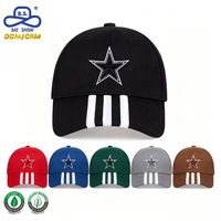 Casquette de baseball noire personnalisée avec broderie étoile et 3 bandes blanches sur la visière, style décontracté pour le sport