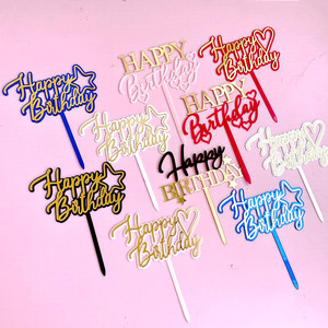<span class=keywords><strong>El</strong></span> más nuevo adorno acrílico ligero para pastel, decoración de letras de <span class=keywords><strong>feliz</strong></span> cumpleaños para fiestas de Navidad y San Valentín - Product Image 1