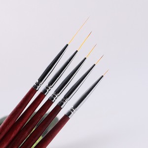 Ensemble de pinceaux professionnels pour nail art à manche long en bois rouge, 6mm/9mm/12mm, pour peinture et sculpture des ongles, marque privée - Product Image 2
