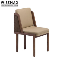 WISEMAX FURNITURE Mobilier moderne et minimaliste pour hôtels, tabouret de bar, bois de frêne, dossier en rotin, ensemble de chaises de salle à manger en cuir pour la maison