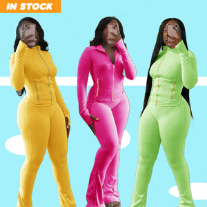 Abbigliamento Yoga Personalizzato per Ragazze Alte, Set da Allenamento Fitness Due Pezzi, Giacca con Cerniera Dorata e <span class=keywords><strong>Leggings</strong></span> Aderenti a Zampa - Product Image 1