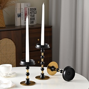 3Pcs American Vintage Black Gold Iron Eco-Friendly Handmade Metal Candlesticks Candle Holder for <strong>Dining</strong> Christmas Wedding Decor - Product Image 3