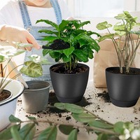 Jardinières en plastique décoratives modernes en gros grand pot d'arrosage automatique avec d'excellents trous de drainage et lèvre d'arrosage