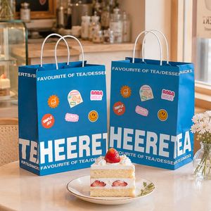 Sac en papier kraft personnalisé, écologique et recyclable pour l'emballage de desserts, pâtisseries, gâteaux, pains, café, boissons et plats à emporter - Product Image 1