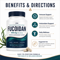 Capsules de Fucoidane de Source Marine avec Extrait d'Algues Brunes pour Programmes de Compléments Alimentaires Végétaliens Marque Blanche Vente en Gros
