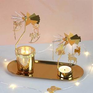 En gros Chandelier en métal doré romantique rotatif, Cadeau pour la décoration de la maison, des événements et des fêtes, Chauffe-bougie - Product Image 5