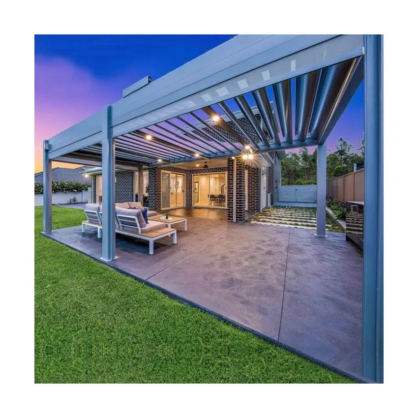 Pérgola de alumínio à prova d'água à prova de podridão em PVC 3X4 Wpc com dossel em liga galvanizada a quente Pérgola de alumínio de design moderno