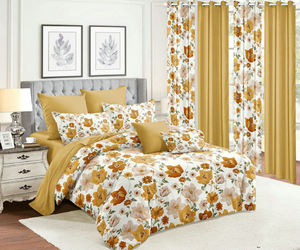 Colcha <span class=keywords><strong>de</strong></span> dormitorio <span class=keywords><strong>para</strong></span> el hogar, juego <span class=keywords><strong>de</strong></span> edredón con cortinas a juego disponibles, 11 piezas, Floral Reversible moderno (tamaño completo/Queen) - Product Image 5