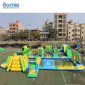 Bostyle CE Precision Inflatable Water Park Equipment 0.9mm PVC/TPU 35*35m Customizable Size Amusement Sea Trampoline Park Play