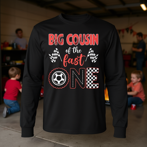 Big Cousin Of The Fast One Birthday 1St Race Car Family T-shirt à manches longues - Product Image 3