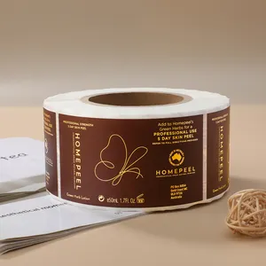 Custom Logo Printing Self-Adhesive Waterproof Paper Stickers Gold Foil Labels for Roll Packaging Cosmetic Use