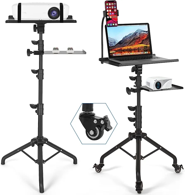 Projector Tripod Stand with Wheels Adjustable Height Laptop Tripod Stand Projector Music Stand for Office