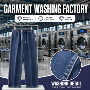 <span class=keywords><strong>Jeans</strong></span> Larghi da Uomo <span class=keywords><strong>con</strong></span> <span class=keywords><strong>Elastico</strong></span> <span class=keywords><strong>in</strong></span> <span class=keywords><strong>Vita</strong></span> e Coulisse, Lavaggio Scuro, Gamba Larga, Vestibilità Comoda, Stile Streetwear, Produttore Private Label - Product Image 4