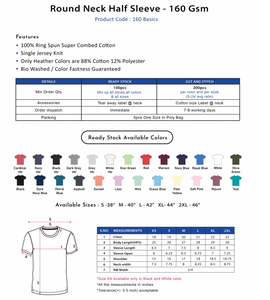 เสื้อยืดคอกลม แขนครึ่ง 160 GSM คุณภาพสูง สวมใส่สบาย นุ่ม เบา ระบายอากาศได้ดี เหมาะสำหรับผู้ชาย - Product Image 4