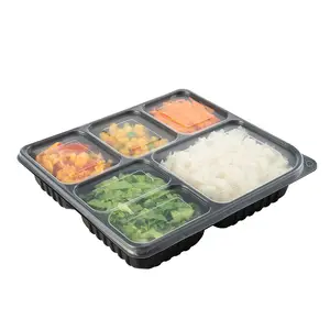 Gran oferta, fabricante de plástico desechable para llevar, 2, 3, 4, 5, 6 compartimentos, contenedor hermético para alimentos, caja de embalaje para el almuerzo