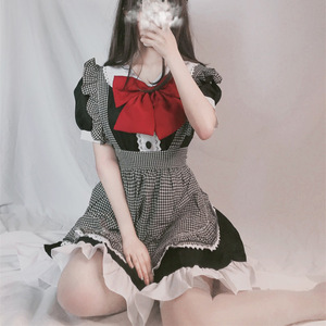 Bianco e nero Plaid cameriera Lolita bella giapponese Lolita Cafe cameriere - Product Image 2