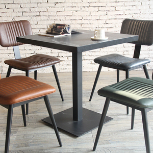 Chaise luxueuses en cuir PU avec pieds noirs, fauteuil stylé industriel Vintage, Style italien, avec dossier en métal, pour <span class=keywords><strong>bistrot</strong></span> et café - Product Image 1