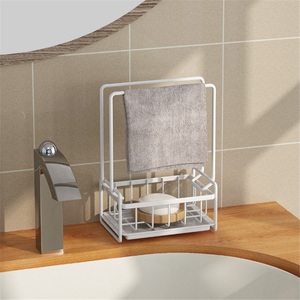 Double-Tier Modern <b>Kitchen</b> <b>Storage</b> Racks Punch-Free Standing Towel Drain & Sponge Drain Racks Stainless Steel Waterproof - Product Image 2
