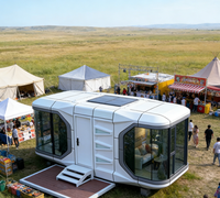 Maison mobile de luxe, maison capsule spatiale, structure en acier, alimentée à l'énergie solaire, maison miniature étanche, villa, glamping, vente en gros, sur mesure