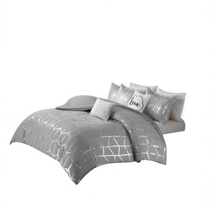 Ensemble de couette imprimé métallisé 6 pièces, taille Queen, ensemble de literie pour la maison - Product Image 1